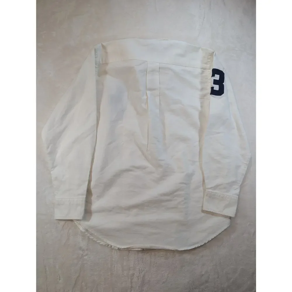 Ralph Lauren Boys White Big Pony Oxford Button Shirt Size M 10-12 Long Sleeve